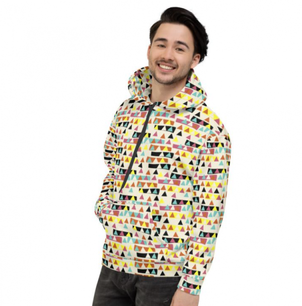 Hoodie vintage dengan motif abstrak retro